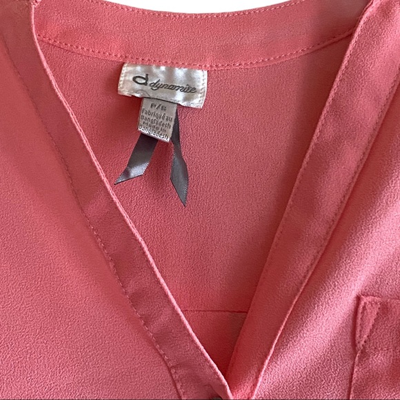 2/$25- DYNAMITE Salmon Pink Back Pleated Sleeveless Top - Picture 5 of 6